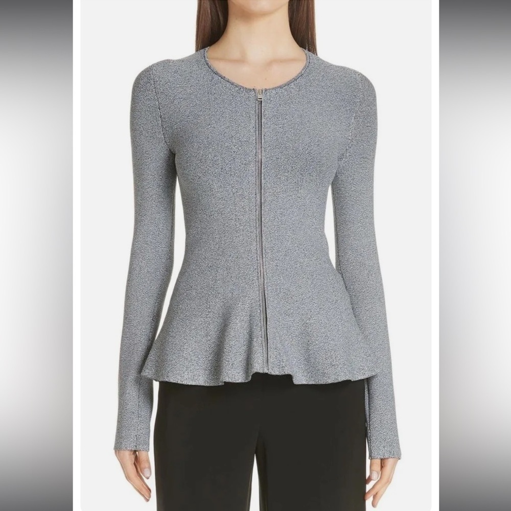 Theory Long Sleeve Zip Up Blouse Petite